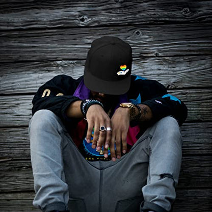 Snapback Hats for Men Flat Bill Black Adjustable Baseball Cap Trucker Hat for Dad American Flag Pirate Skull Caps Cool - color: Pride Rainbow Heart