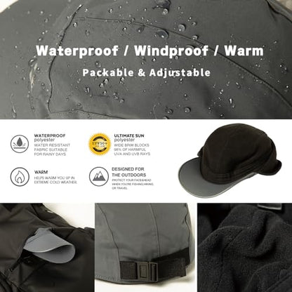 TOP-EX Oversize XL XXL Men's Waterproof Winter Baseball Cap Fleece Earflap Trapper Hat for Cold Weather Large Heads - color: Grey, size: Medium