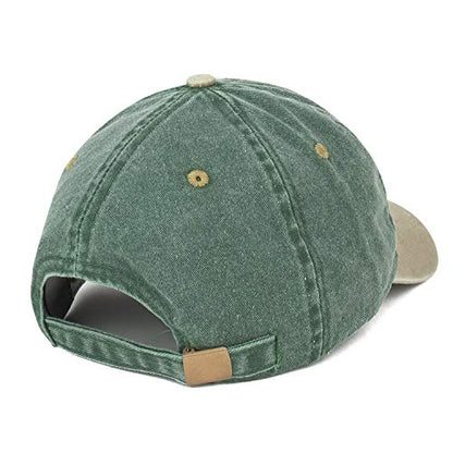Trendy Apparel Shop Orange Patch Pigment Dyed Washed Two Tone Baseball Cap - color: Spruce Khaki