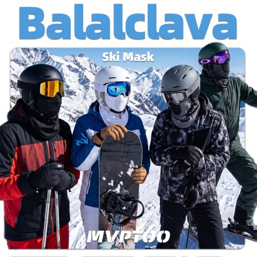 Ski Mask Balalclava Windproof Face Mask Warm Fleece Neck Cover for Cold Weather Helmet Hood for Men & Women - color: A06-2pcs(black+white)