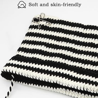 XYIYI Crochet Hats for Women Fox Knit Hat with Pompoms Grunge Goth Accessories Slouchy Beanies for Women Girls - color: Black White