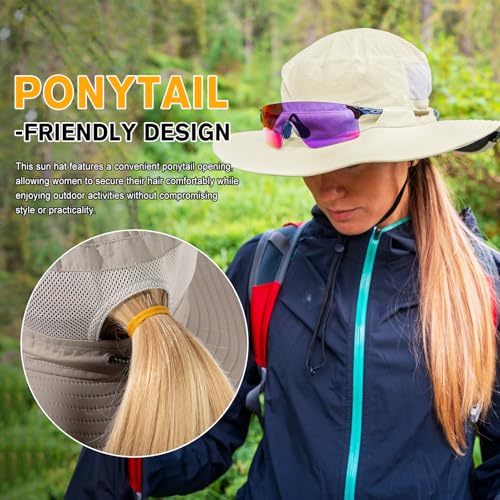 TOP-EX Wide Brim Sun Hat for Women with Ponytail Hole, Packable, S/M-L/XL - color: Grey, size: Medium-Large