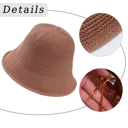 Eigso Womens Mesh Woven Bucket Hats Summer Outdoor Beach Straw Bucket Hat for Woman Packable Beach Hat - color: A4 : Khaki