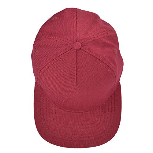 DALIX Premium Wool Blend Hat Flat Bill Cap Snapback Black Dark Gray Maroon Light - color: Maroon