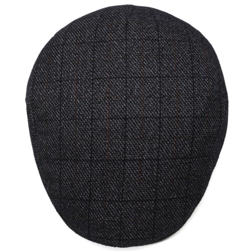 Men's Newsboy Cap with Earflaps Flat Ivy Caps Gatsby Golf Cabbie Hats - color: Black Square