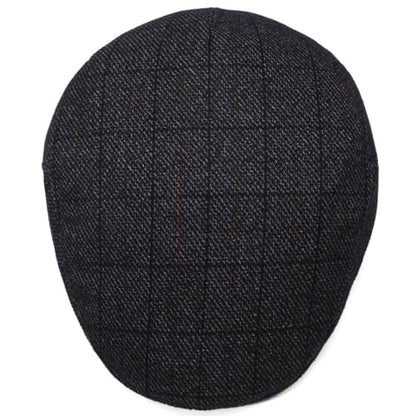 Men's Newsboy Cap with Earflaps Flat Ivy Caps Gatsby Golf Cabbie Hats - color: Black Square