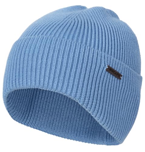 Wmcaps Soft Winter Beanie for Men Women, Warm Knit Hat with Curved Cuff - color: Blue