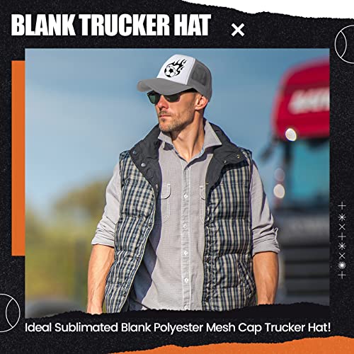 Tarpop 10 Pcs Sublimation Blank Trucker Hats Bulk - color: Grey and White