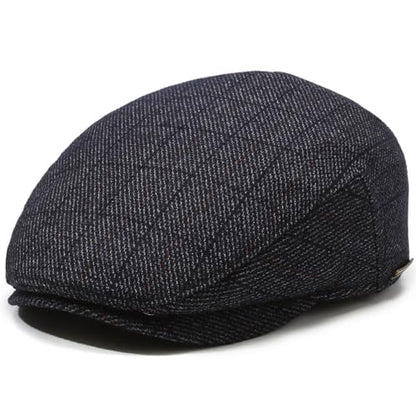 Men's Newsboy Cap with Earflaps Flat Ivy Caps Gatsby Golf Cabbie Hats - color: Black Square