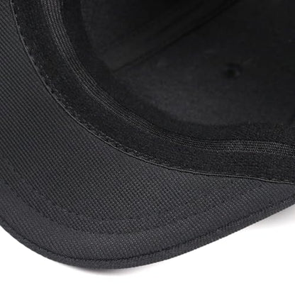 Short Brim Stretch Fitted Baseball Caps Men's Solid Structured Full Closed Cap Curved Brim Elastic Closed Back Hat K272 - color: Black