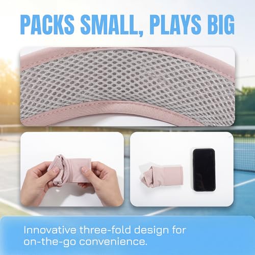 Sun Visors for Women Men Adjustable Folding Cap Running Golf Tennis - color: Pink