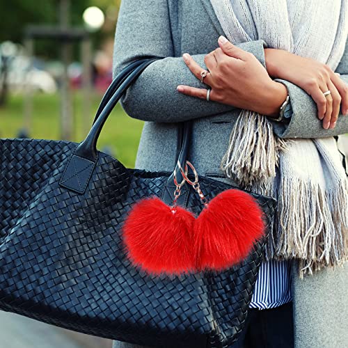 Tatuo 16 Pcs Faux Fur Pom Poms for Hats, Red - color: Red