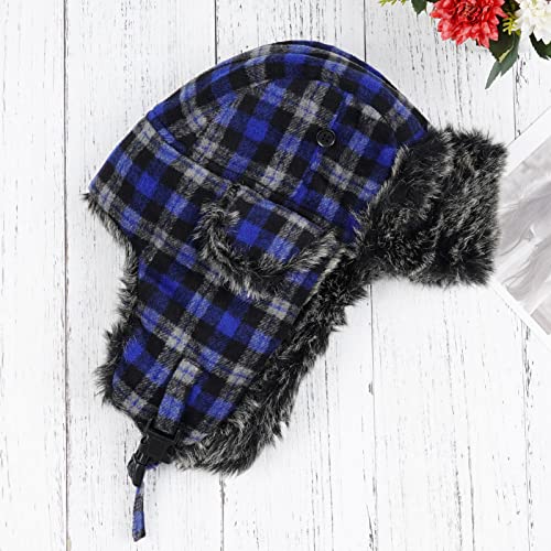 ONWAY Trapper Hat Winter Hats for Women Men with Faux Fur Ear Flaps - color: Blue