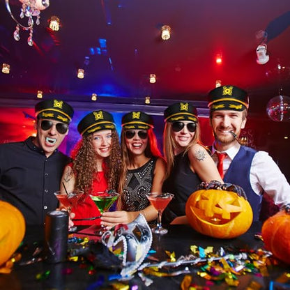 dodowin Captain Sailor Hat Set for Women Men, Yacht Rock Party Costume 4pcs - style: Black Captain Hat Set