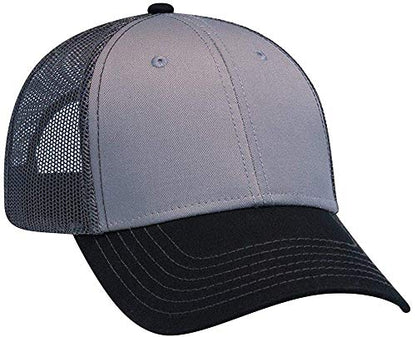 Ashen Fane 6 Panel Low Profile Contrast Vertical Mesh Back Snapback Hat - color: Blk/Gry/Ch.gry
