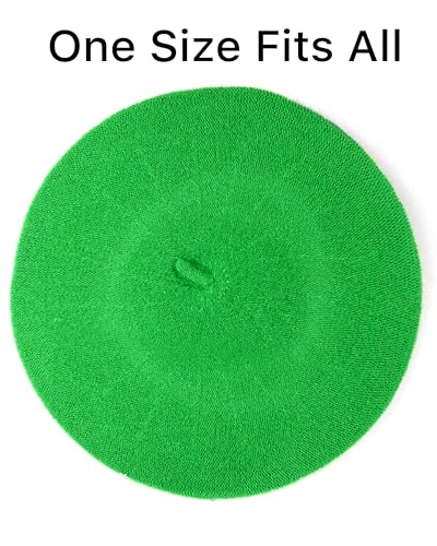 Parquet Solid Color French Beret Hat. Classic French, Casual and Chic Lightweight Cap for Women - color: Green