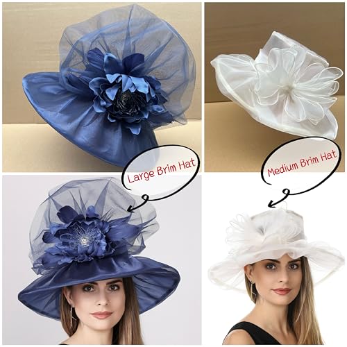 SAFERIN Women's Organza Church Fascinator Bridal Tea Party Wedding Hat - color: Gz-navy