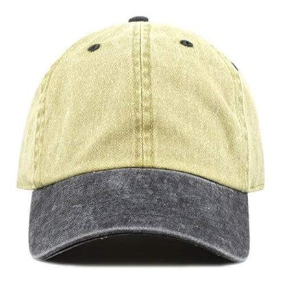 The Hat Depot 100% Cotton Pigment Dyed Low Profile Dad Hat Six Panel Cap - color: 2. Khaki/Black