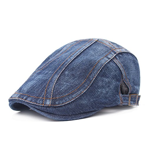 Newsboy Hats Flat Ivy Gatsby Cabbie Driving Denim Berets Cap for Men Women - color: Dark Blue