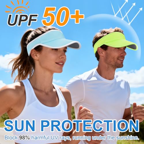 Sports Sun Visor Hat for Women Men, Lightweight Quick-Dry Sun Hat - color: Light Blue/2.0