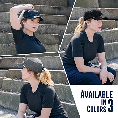 CHARM Mens Cadet Hat Kpop Caps - Womens Military Cadet Hat Korean Style Baseball Cap Mesh Fabric - color: Navy
