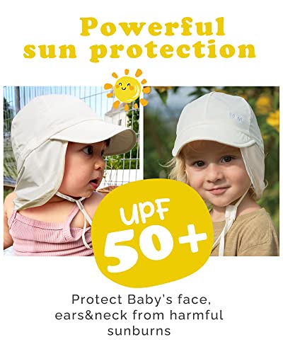 FURTALK Baby Sun Hat with Neck Flap UPF 50+ Toddler Quick Dry Swim Hat - color: Beige, size: 0-6 Months