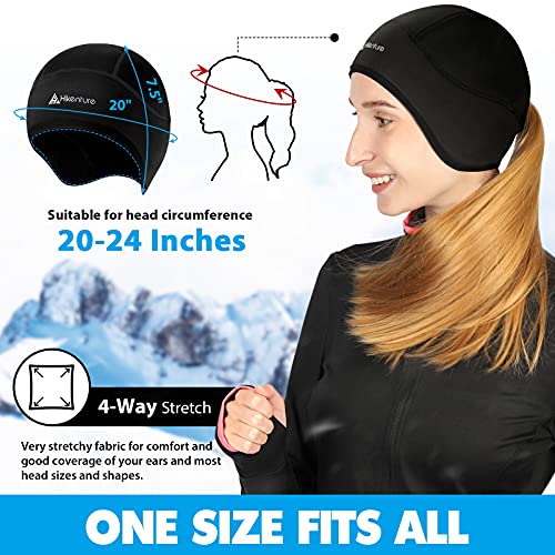 Hikenture Womens Skull Cap Helmet Liner with Ponytail Hole - color: Black