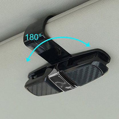 FineGood 2 Pack Glasses Holders for Car Sun Visor, Sunglasses Eyeglasses Mount with Ticket Card Clip - Black