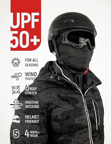 UPF 50+ Balaclava Ski Mask for Men Women - UV Face Mask Motorcycle Shiesty - color: Black