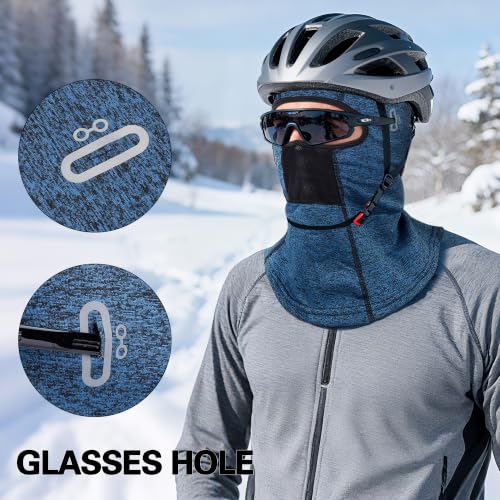 Balaclava Ski Mask for Men Women Velvet-Lined Full Head Cover Neck Gaiter - color: Ylr1-black+grey