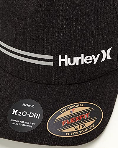 Hurley Mens Breathable Stretch Quick-Dry Fitted Curved Bill Baseball Cap - color: Black, size: Large-X-Large