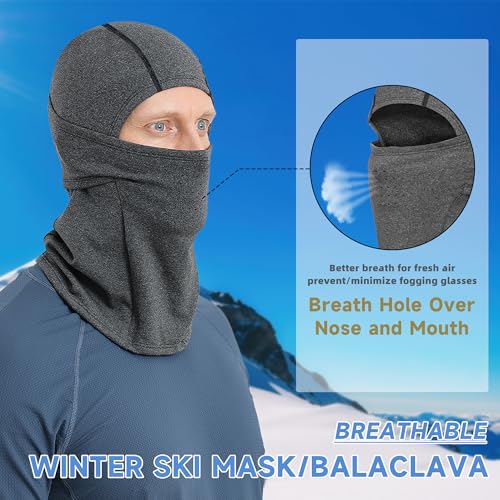 Winter Balaclava Ski Mask for Men Women Thermal Face Mask Breathable Face Cover for Cold Weather Motorcycle Snowboard - color: E2-dark Grey(breath Hole)