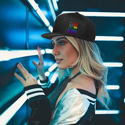 Horror Skull Hat Snapback Hat for Men Women Black Adjustable Classic Adult Baseball Cap Flat Bill Hip Hop Cap - color: Gay Flag