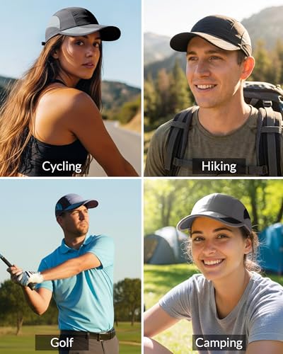 GADIEMKENSD Quick Dry Running Hat, UPF50+, Cooling Breathable Mesh, Water-Repellent, Plain & Packable, Anti-Glare - color: Light Grey
