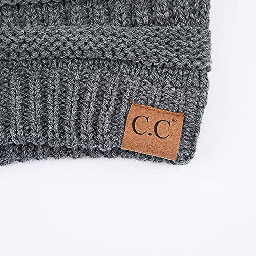 C.C Trendy Warm Chunky Soft Stretch Cable Knit Beanie Skully - color: Charcoal
