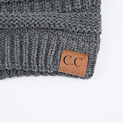 C.C Trendy Warm Chunky Soft Stretch Cable Knit Beanie Skully - color: Charcoal