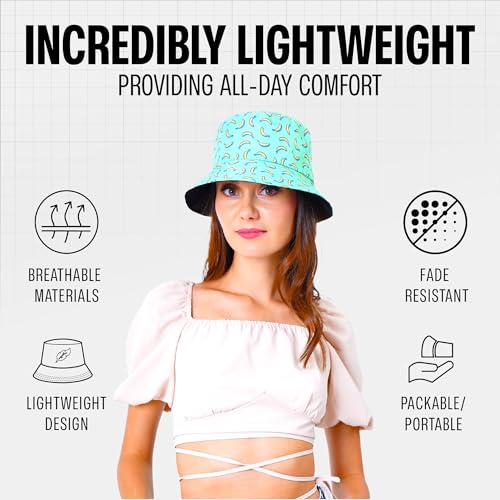 Rave Bucket Hat for Women & Men - Cute Bucket Hats - Festival Hat Adjustable 50+ SPF Protection Rave Accessories - color: Banana