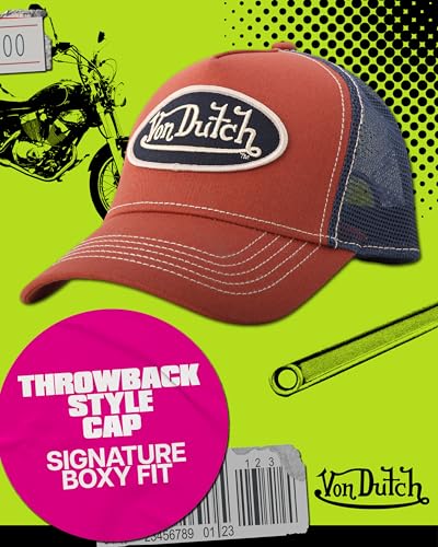 Von Dutch Unisex Trucker Hat, Colorblock, Mesh Back, Curved Bill, Snapback - color: Mahogany