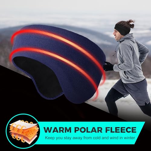 WTACTFUL 1-2 Pack Ear Muffs Ear Warmers, Winter Extra Thick Fleece for Men - color: Black, Blue