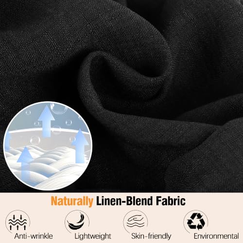 Babalet Linen Blend Sun Hat for Women Wide Brim Beach Bucket Hat - color: Black- Ponytail Opening