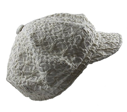 Ladies Summer Crochet Newsboy Hats (Ivory)