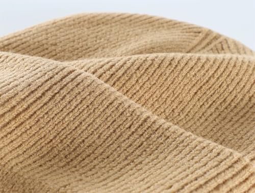 Connectyle Thick Cuffed Beanie for Men & Women Double Layer Knit Winter Hat Acrylic Watch Hat Warm Stocking Skull Cap - color: Khaki