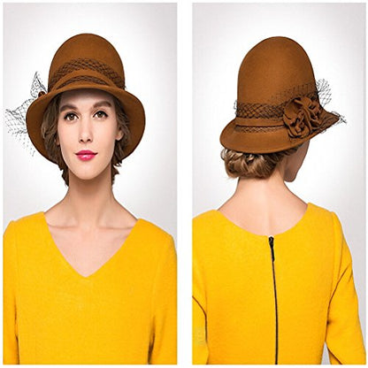Maitose™ Women's Wool Felt Bowler Hat - color: Orange