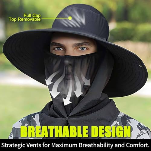 Cooltto L/XL/XXL Wide Brim Sun Hat UPF 50+ UV Protection Boonie Hat - color: Slate Grey, size: Medium-Large