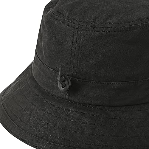 VOBOOM Men Cotton Washed Bucket Hat Packable Boonie Sun Protection Visor Cap - color: Black