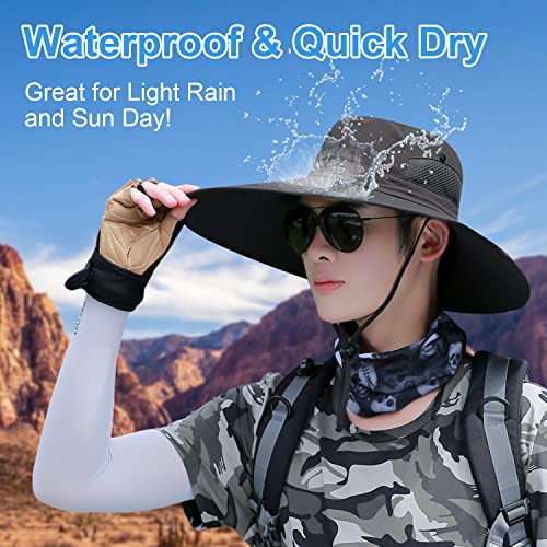 HUAMULAN Men Women 6" Wide Brim Sun Protection Hat Summer Fishing Hats - color: A5-black
