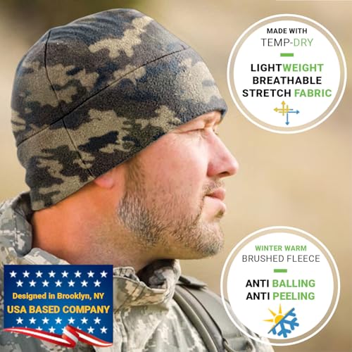 Temple Tape Tactical Fleece Watch Cap Beanie – Skull Cap Fleece Hat - Mens & Women - color: Camo, size: One Size