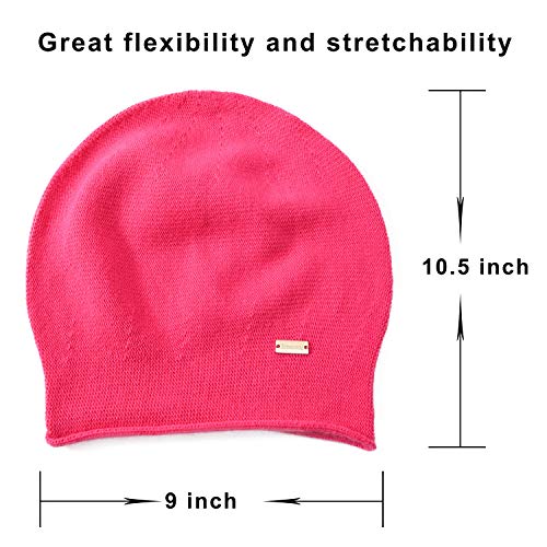jaxmonoy Slouchy Knit Beanie Hat for Women Winter Soft Warm Ladies Laightweight Slouch Knitted Skull Beanies Cap - color: Rose