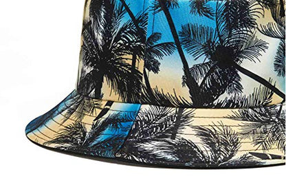 Quanhaigou Unisex Sun Hats, Fashion Beach Bucket Hat for Men Women,Summer Outdoor Boonie Cap Breathable Packable - color: Palm Tree