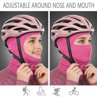 Achiou Ski Mask for Men and Women, Lightweight UV Balaclava Face Cover - color: Rosered